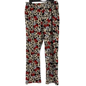 Vintage Disney Minnie Mouse Fleece Pants Medium 0466 Leopard